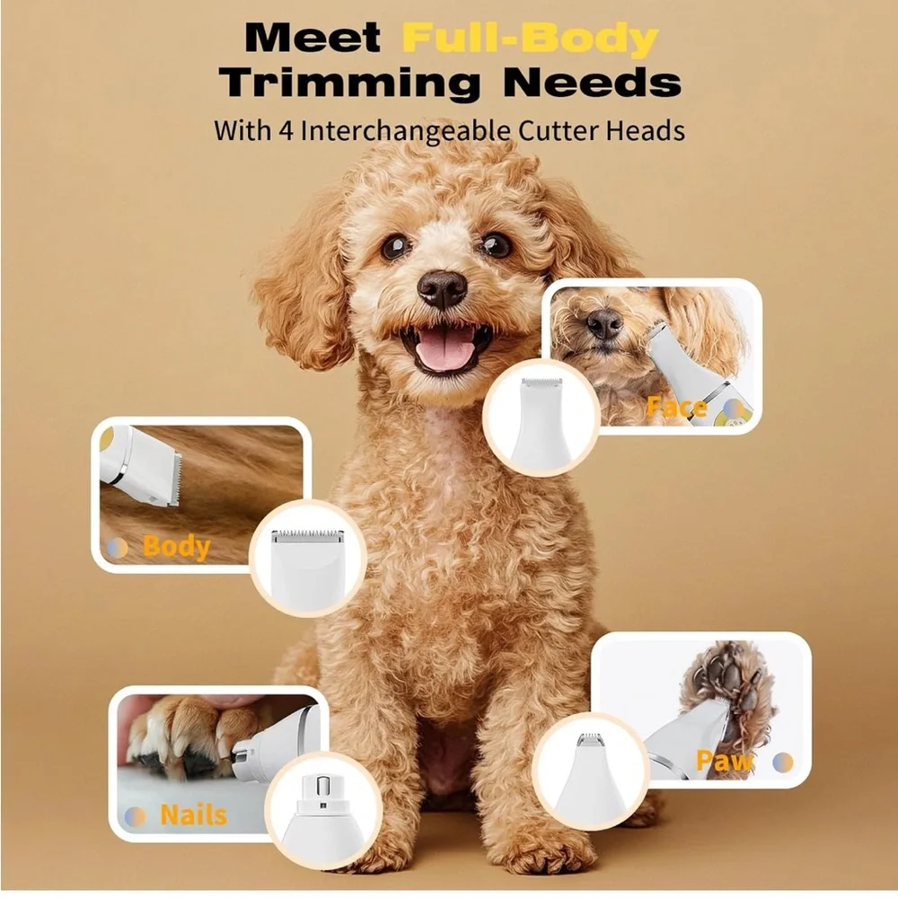 NEW! Pet Clippers Grooming Kit 4 Tools Cordless Paw Trimmer Grinder Waterproof